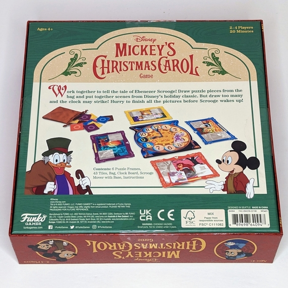 Disney Mickey's CHRISTMAS CAROL Holiday Game by Funko 2-4 players ages 4+ NEW! - Picture 2 of 6